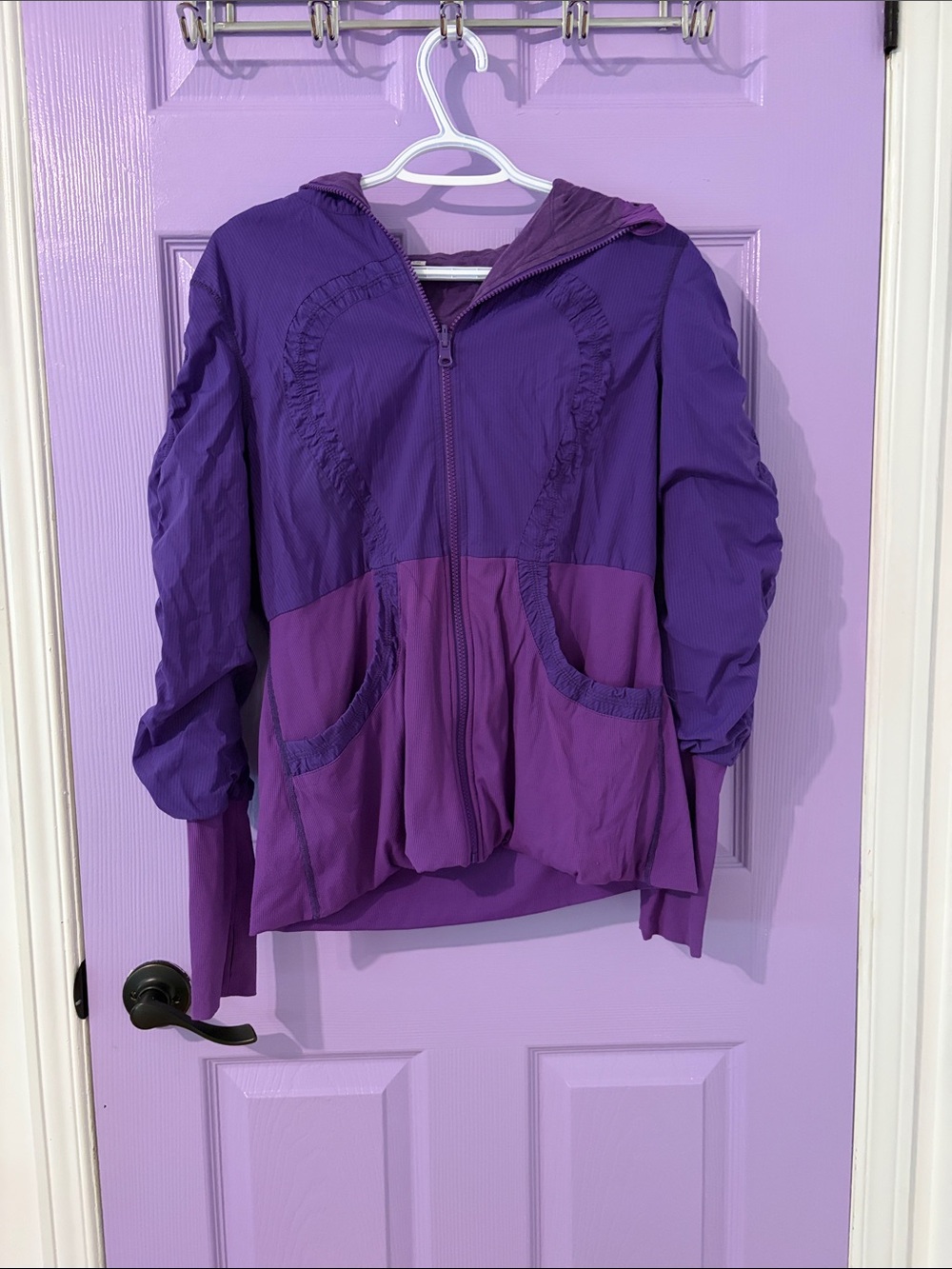 lululemon athletica Girls' Two-Tone Purple Hooded Rain Jacket